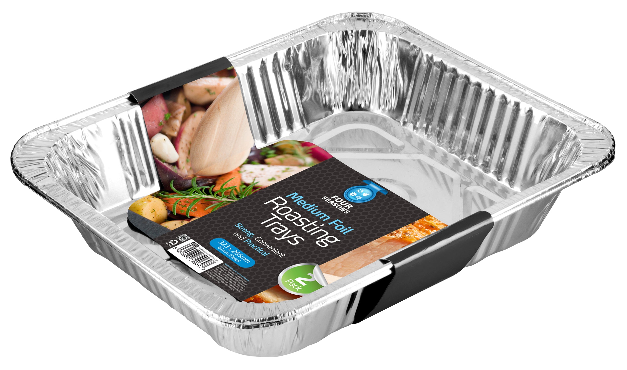 FOUR SEASONS MEDIUM FOIL ROASTING TRAY 323 X 265MM 2/PK