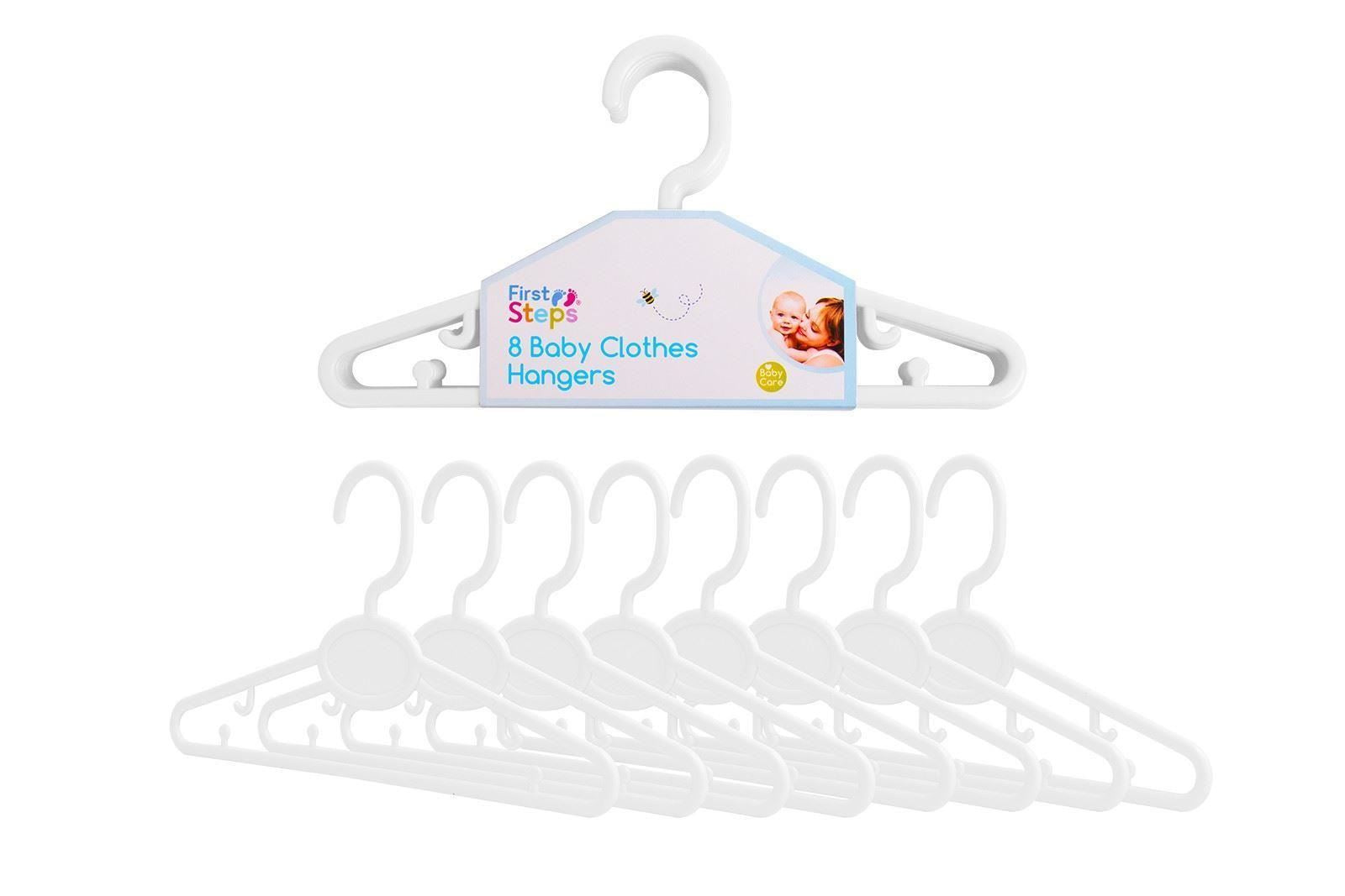 FIRST STEPS BABY CLOTHES HANGERS 8/PK - WHITE