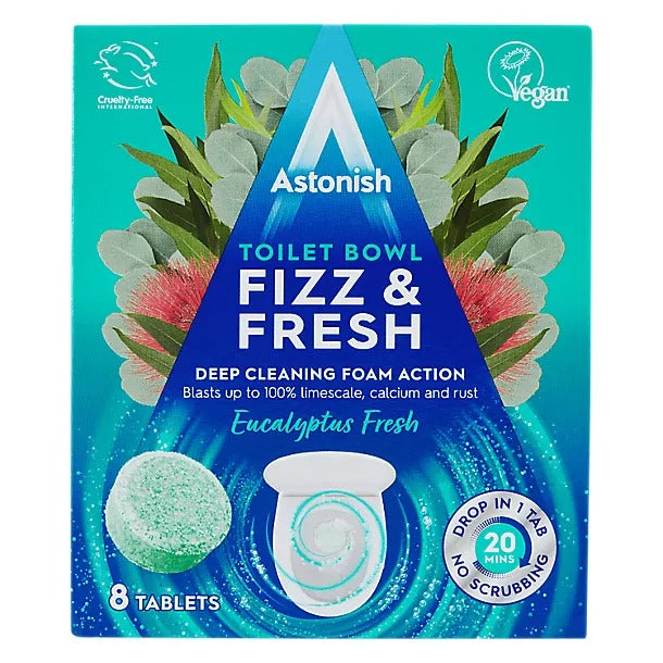 ASTONISH FIZZ & FRESH TOILET BOWL TABS 8/PK - EUCALYPTUS FRESH
