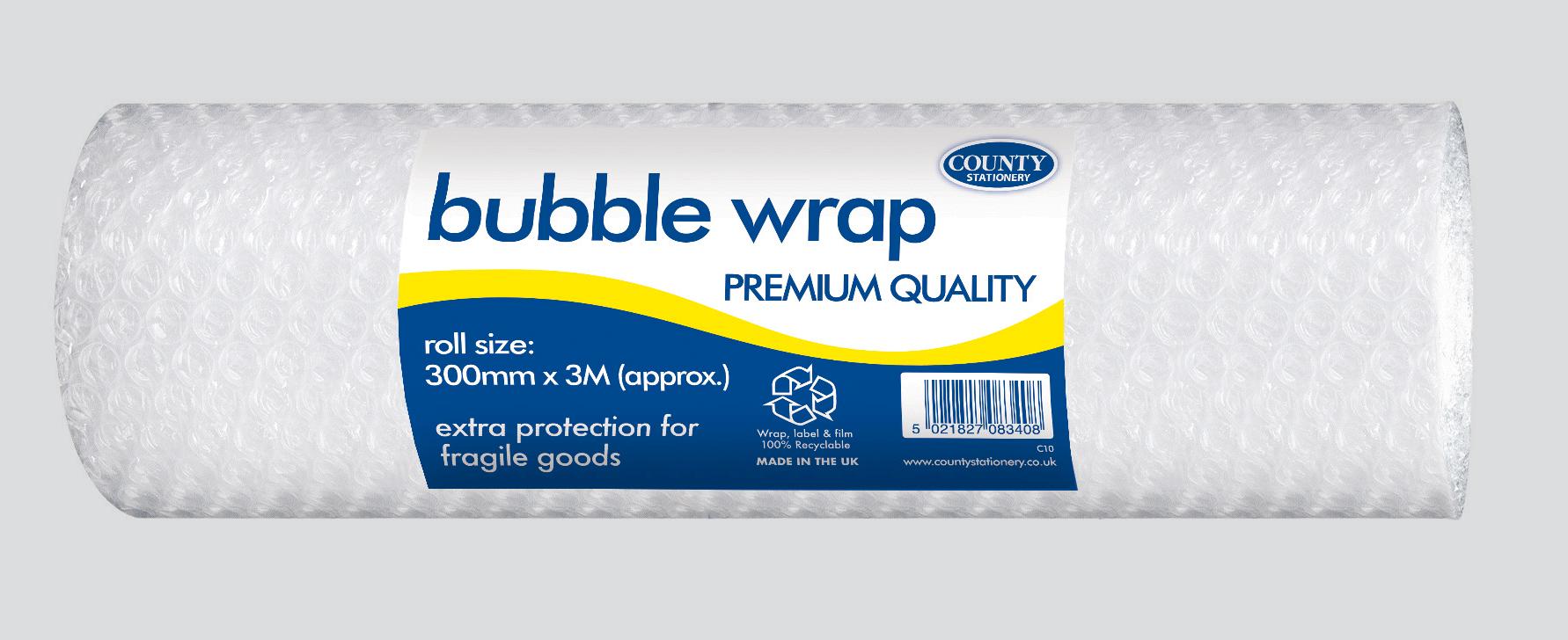 COUNTY BUBBLE WRAP ROLLS SMALL 30CM X 3M APPROX