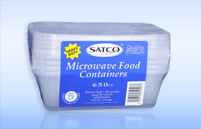 SATCO MICROWAVE PLASTIC CONTAINERS WITH LIDS 650ML 5/PK