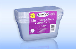 SATCO MICROWAVE PLASTIC CONTAINERS WITH LIDS 1000ML 4/PK