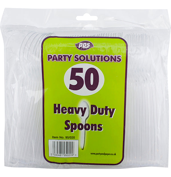 PPS HEAVY DUTY CLEAR PLASTIC SPOONS 50/PK