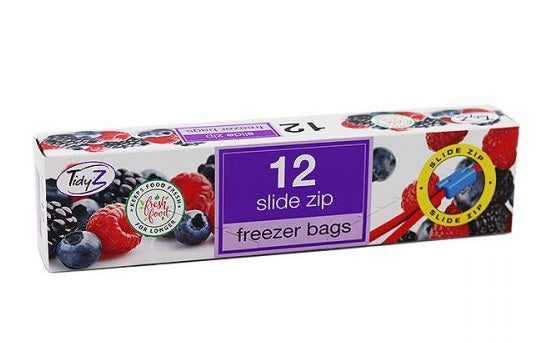 TIDYZ SLIDE ZIP FREEZER BAGS 22 X 22CM 12/PK