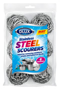DELUX STAINLESS STEEL SCOURERS 6/PK