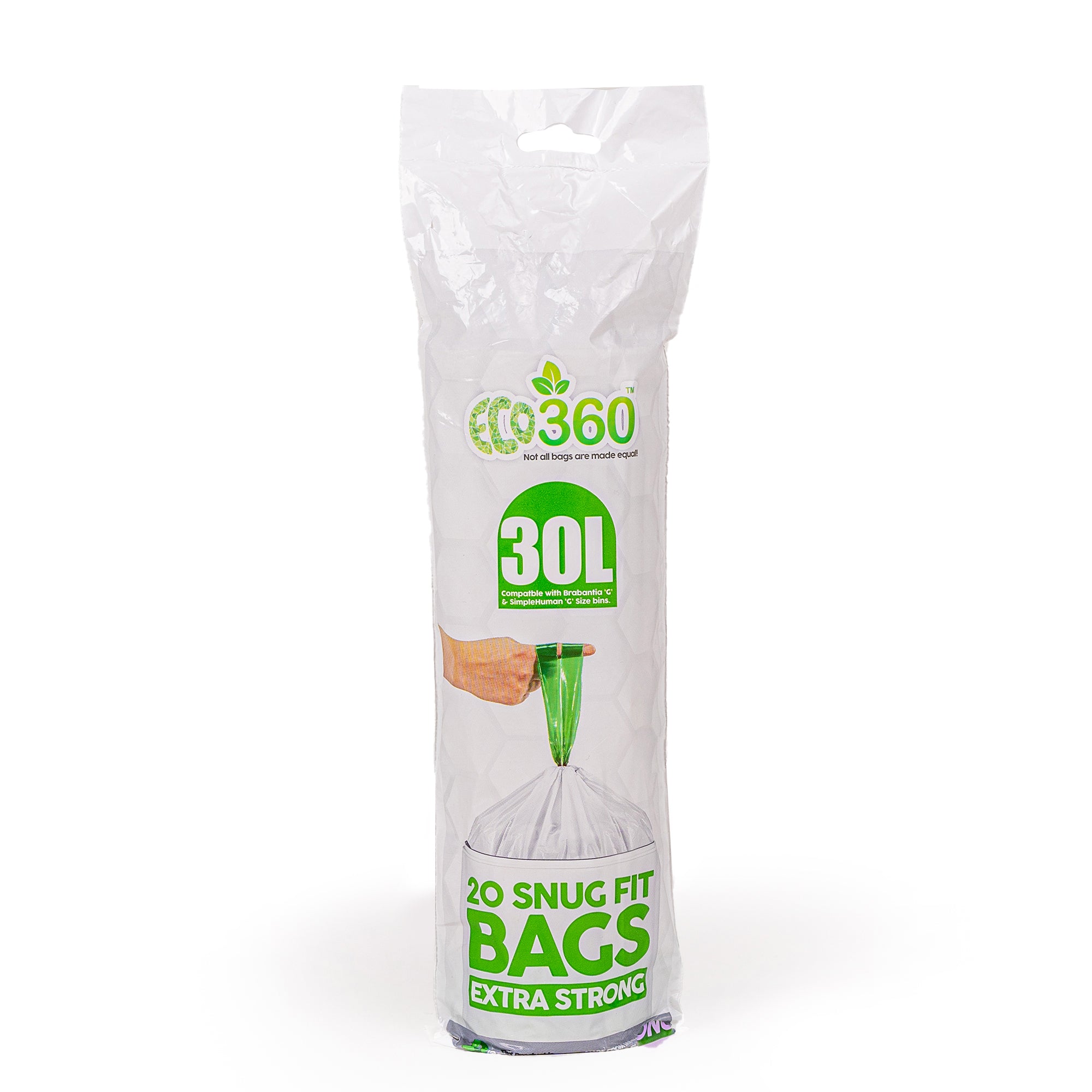 ECO 360 DRWASTRING KITCHEN BIN LINERS 30L 20/PK (COMPATBLE WITH BRABANITA & SIMPLEHUMAN)