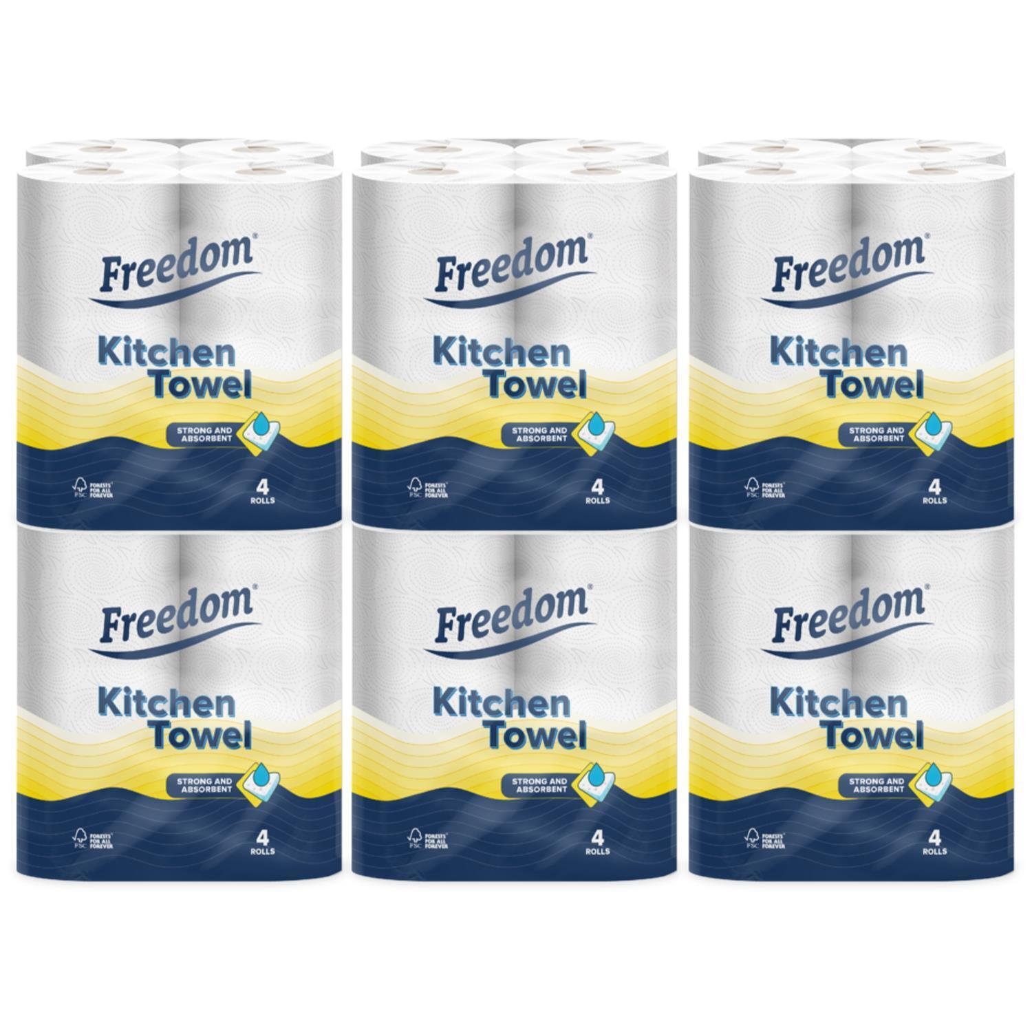 FREEDOM 2 PLY KITCHEN TOWEL PACK 6 X 4 ROLLS