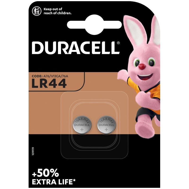 DURACELL AG13 LR44 SR44 L1154 357 A76 BUTTON CELL BATTERY 2/PK