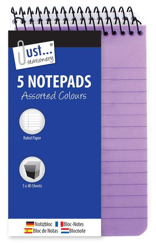 TALLON A7 NEON NOTEBOOKS 5/PK - 126MM X 76MM