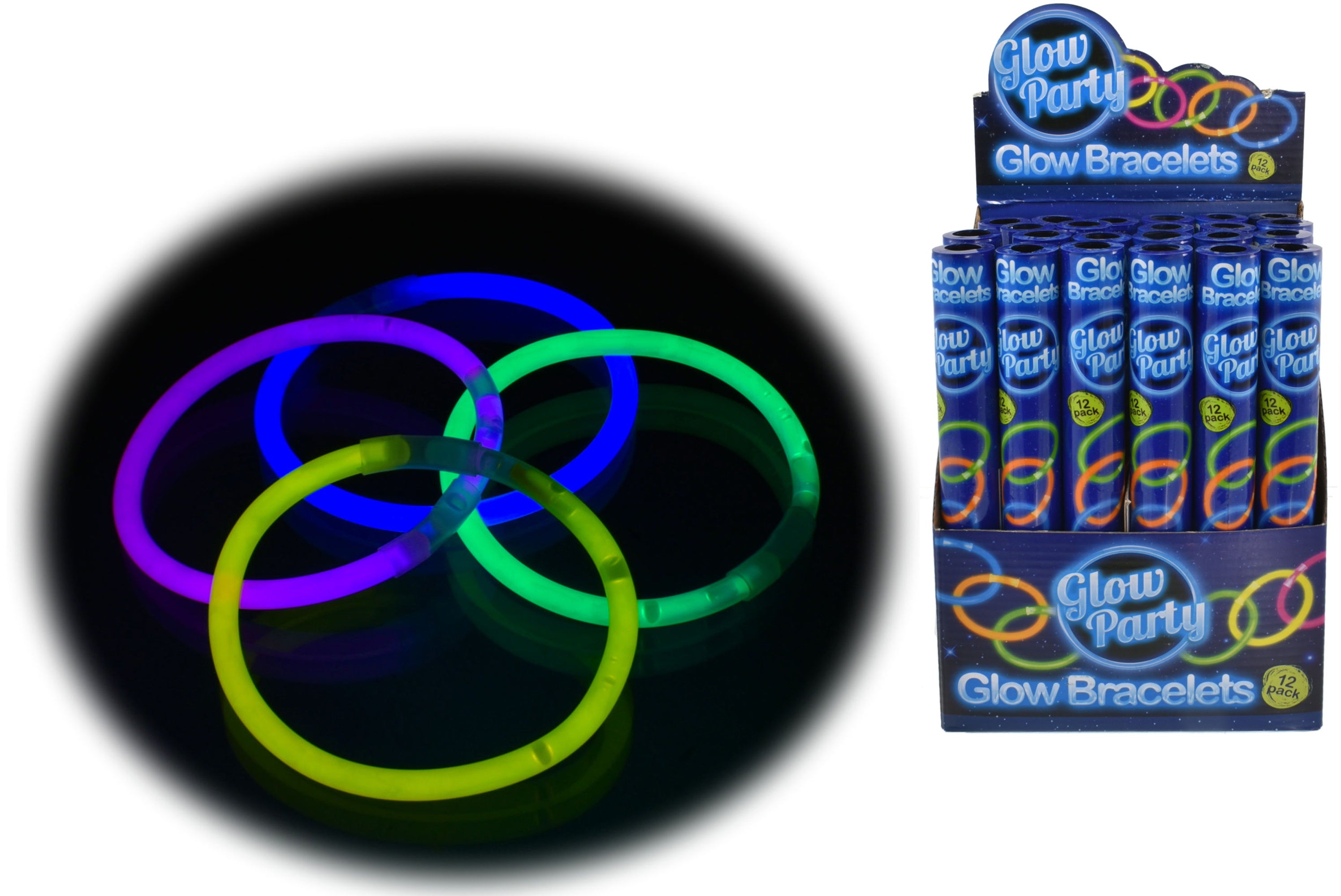 GLOW BRACELET IN COLOUR TUBE 12/PK