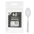 DELUXE HEAVY DUTY REUSABLE PLASTIC CLEAR SPOONS 40/PK