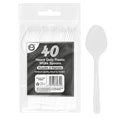 DELUXE HEAVY DUTY REUSABLE PLASTIC WHITE SPOONS 40/PK