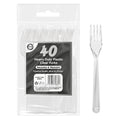 DELUXE HEAVY DUTY REUSABLE PLASTIC CLEAR FORKS 40/PK