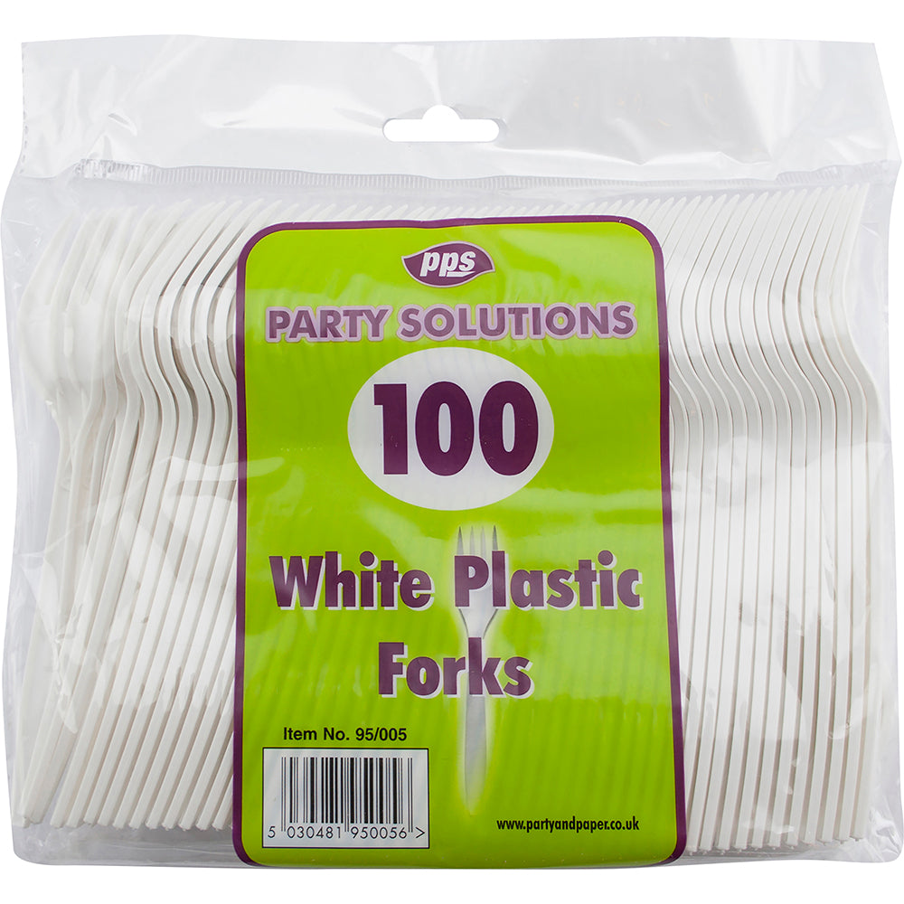 PPS WHITE PLASTIC FORKS 100/PK