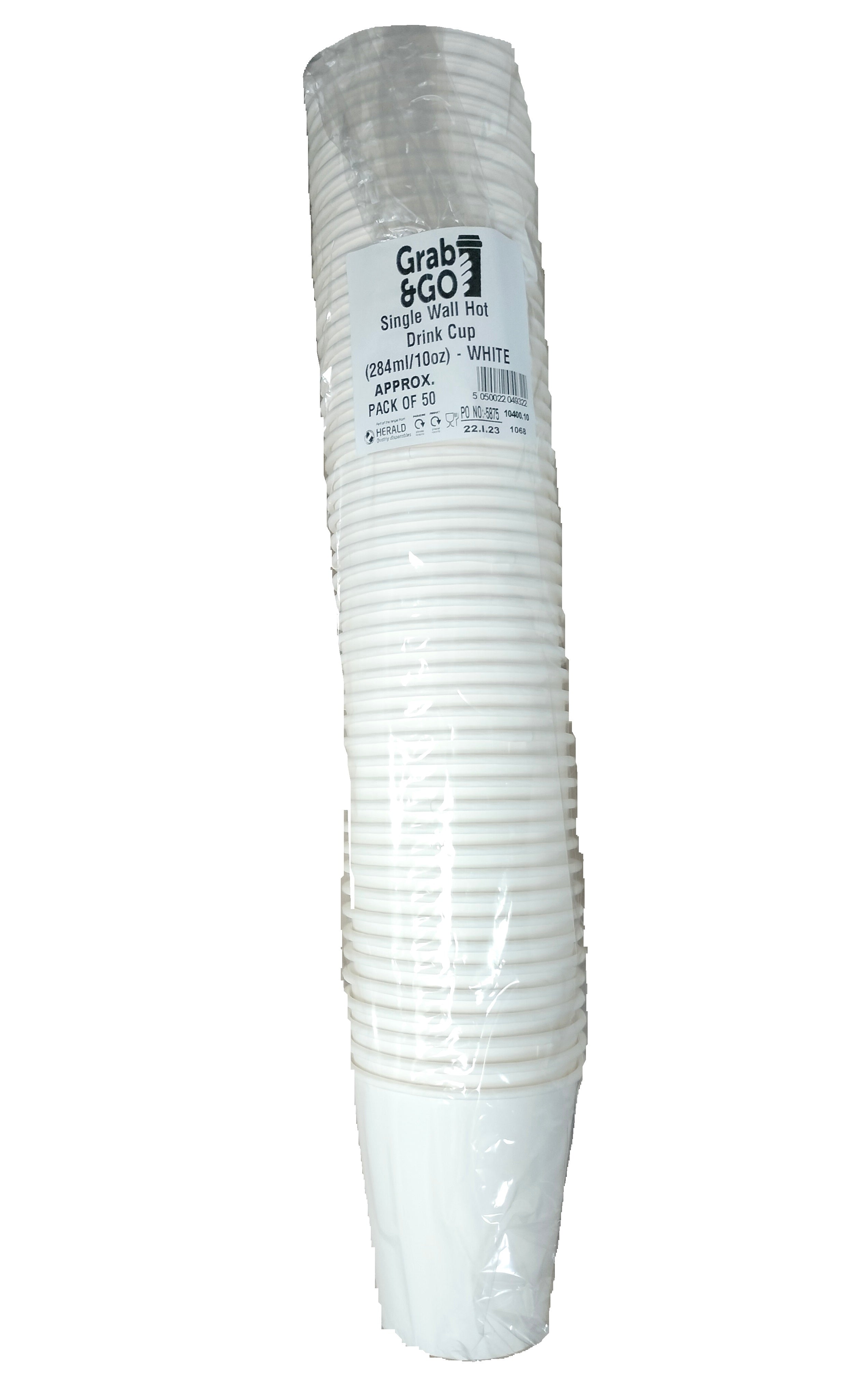 WHITE SINGLE WALL PAPER HOT / COLD DRINK 50 CUP (284ML / 10OZ)