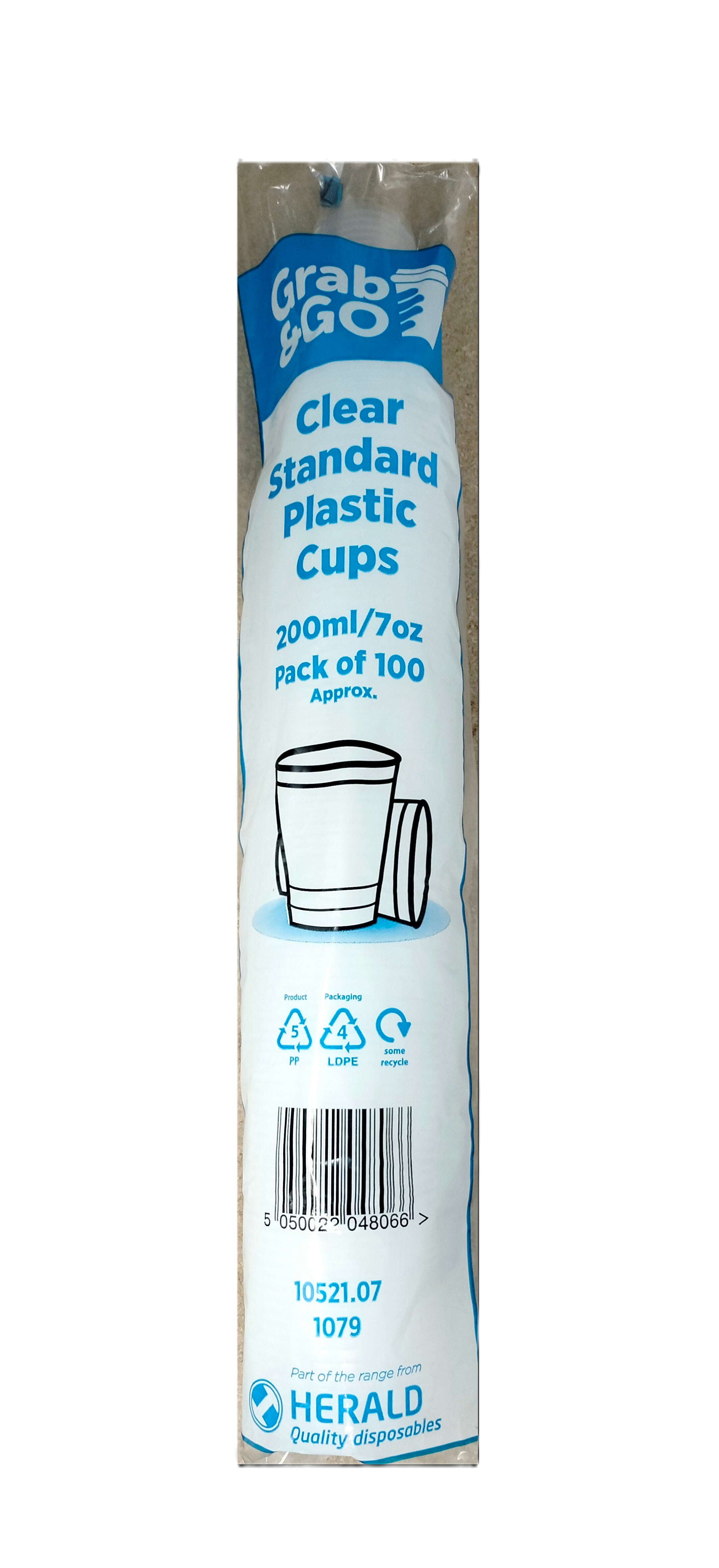 GRAB & GO CLEAR PLASTIC DRINK CUP 100/PK (200ML / 7OZ)