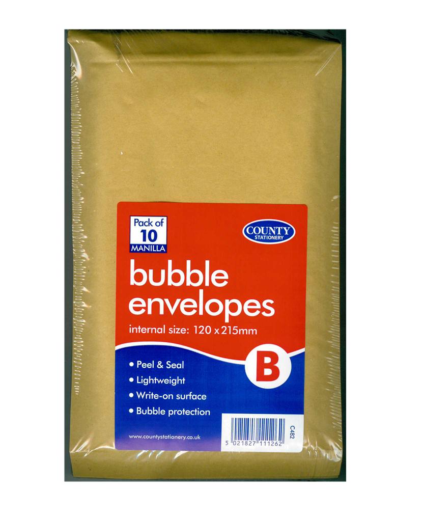 COUNTY GOLD BUBBLE ENVELOPES B 120MM X 215MM 10/PK