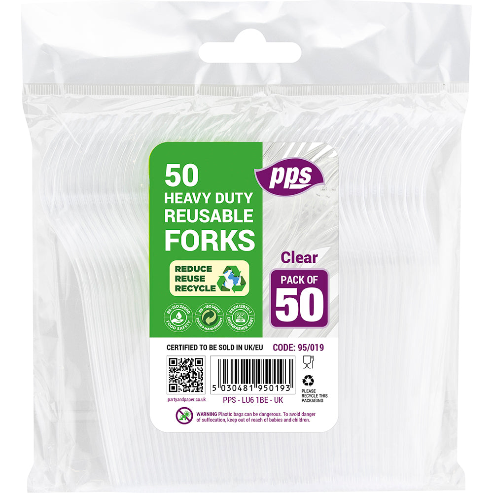 PPS HEAVY DUTY CLEAR PLASTIC FORKS 50/PK