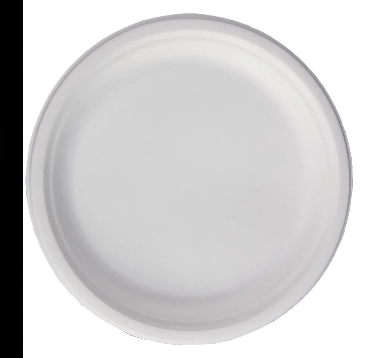 NATURAL LEAF BAGASSE BIODEGRADABLE ROUND PLATE 7" / 18CM 50/PK