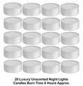 BALTUS UNSCENTED WAX TEALIGHTS CANDLES 8 HOUR BURN TIME 20/PK