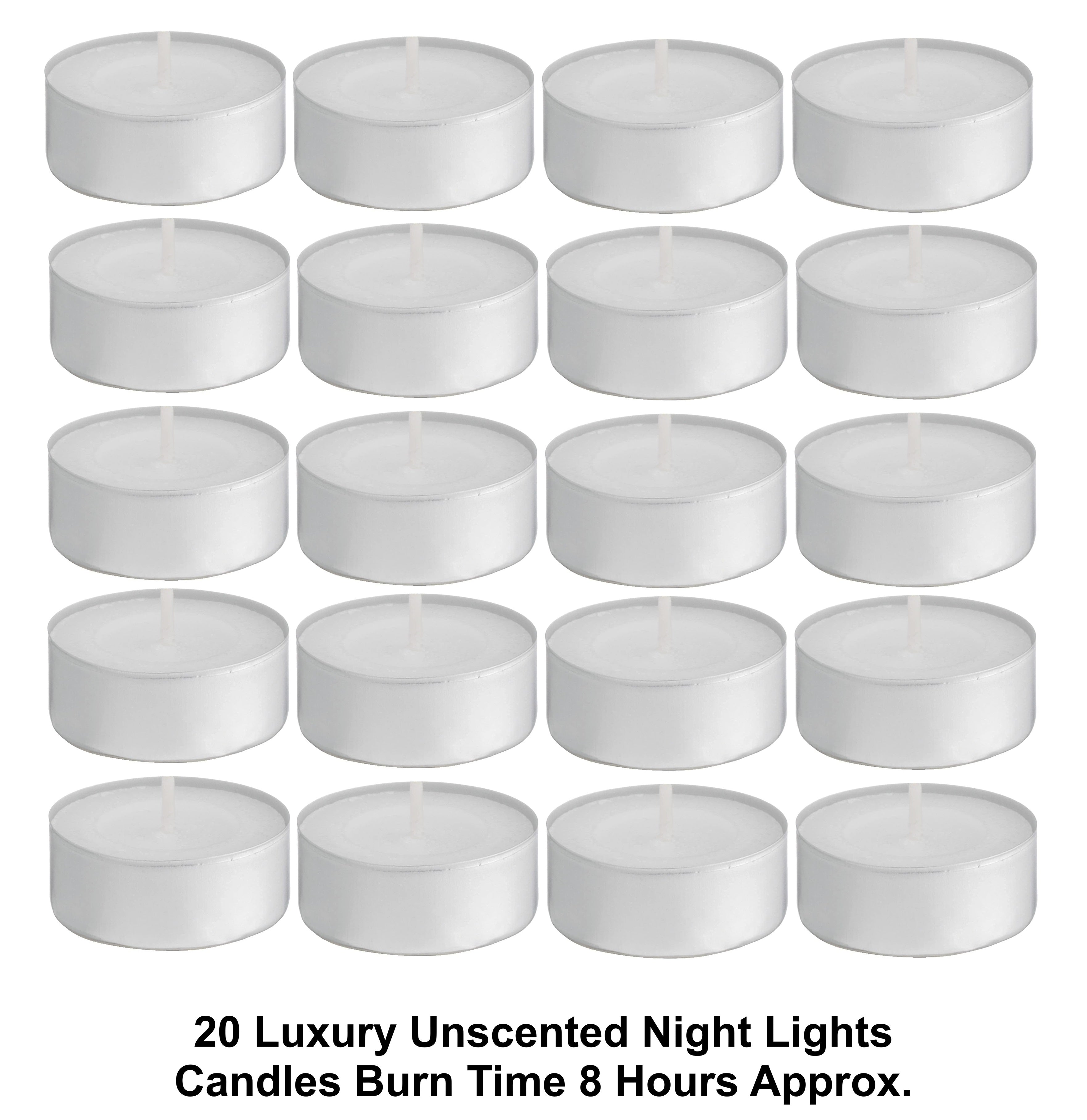 BALTUS UNSCENTED WAX TEALIGHTS CANDLES 8 HOUR BURN TIME 20/PK