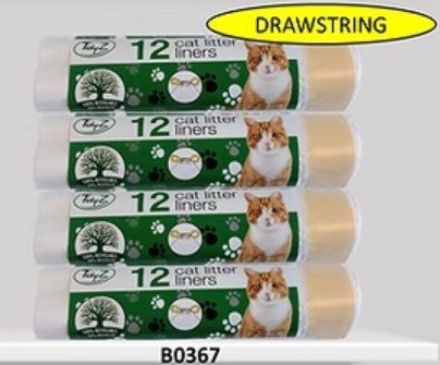 TIDYZ CAT LITTER TRAY LINERS 12 P/K WITH TIE