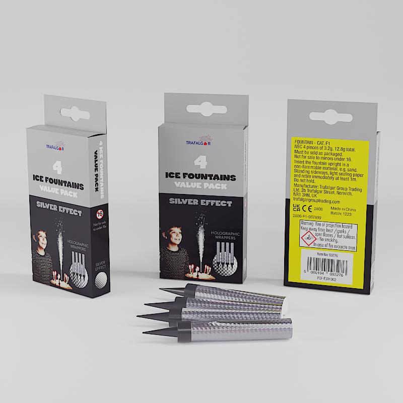 SILVER EFFECTS ICE FOUNTAINS VALUE PACK 4/PK