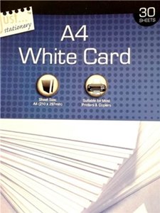 JUST STATIONERY A4 WHITE CARDS 150GSM 30/SHEETS
