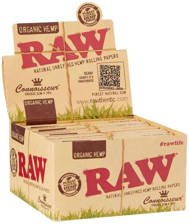 RAW ORGANIC HEMP CONNOISSEUR KING SIZE SLIM AND TIPS
