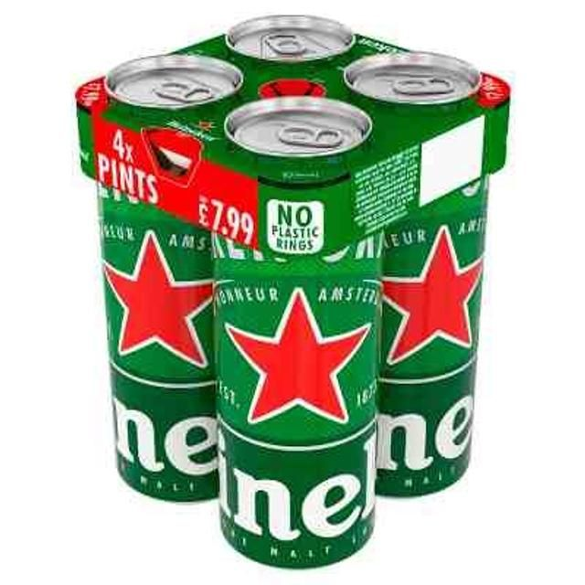 HEINEKEN ORIGINAL PURE MALT LAGER 4 X 568ML