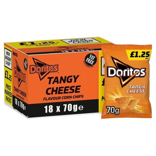 DORITOS TANGY CHEESE TORTILLA CHIPS CRISPS (18 X 70G)