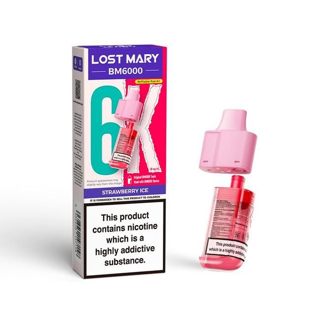 LOST MARY BM6000 STRAWBERRY ICE REFILLABLE POD KIT 20MG/ML