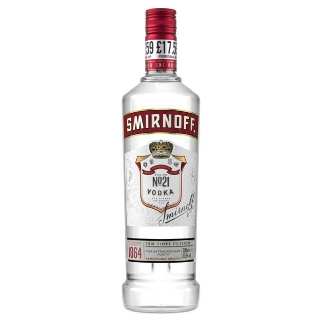 SMIRNOFF NO. 21 VODKA 37.5% VOL 70CL BOTTLE PMP