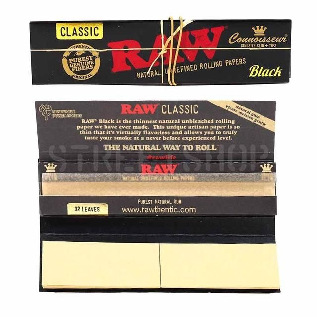 RAW CLASSIC BLACK CONNOISSEUR KING SIZE SLIM PAPERS & TIPS