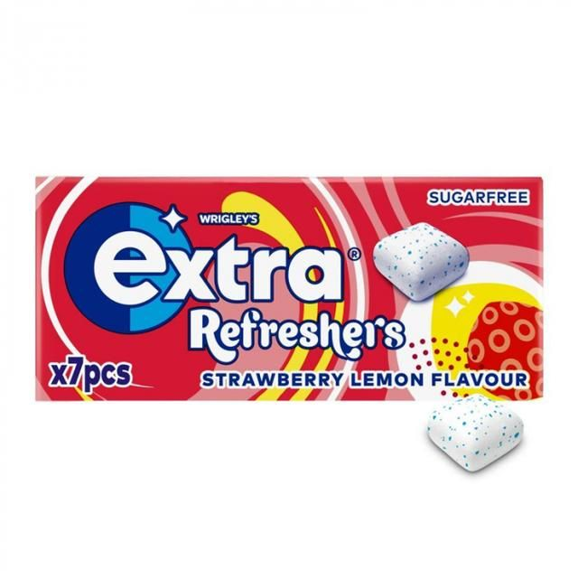 WRIGLEY EXTRA REFRESHERS STRAWBERRY LEMON SUGARFREE CHEWING GUM - 19G UK